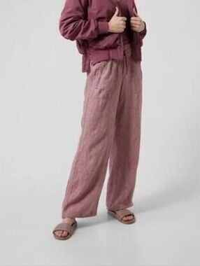 Athleta Cabo Linen Wide Leg Pant Tawny Rose Size 4